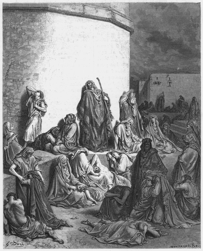 Gustave Dore Bibelen: Folket sørger over ruinerne af Jerusalem af Gustave Dore