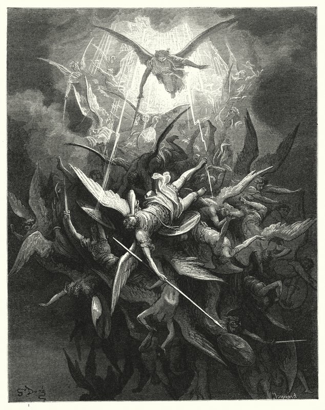 Illustration af Gustave Dore til Miltons Paradise Lost, bog I, linje 44, 45 af Gustave Dore