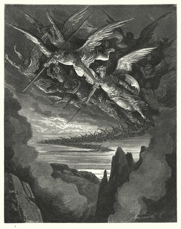 Illustration af Gustave Dore til Miltons Paradise Lost, bog I, linje 344, 345 af Gustave Dore