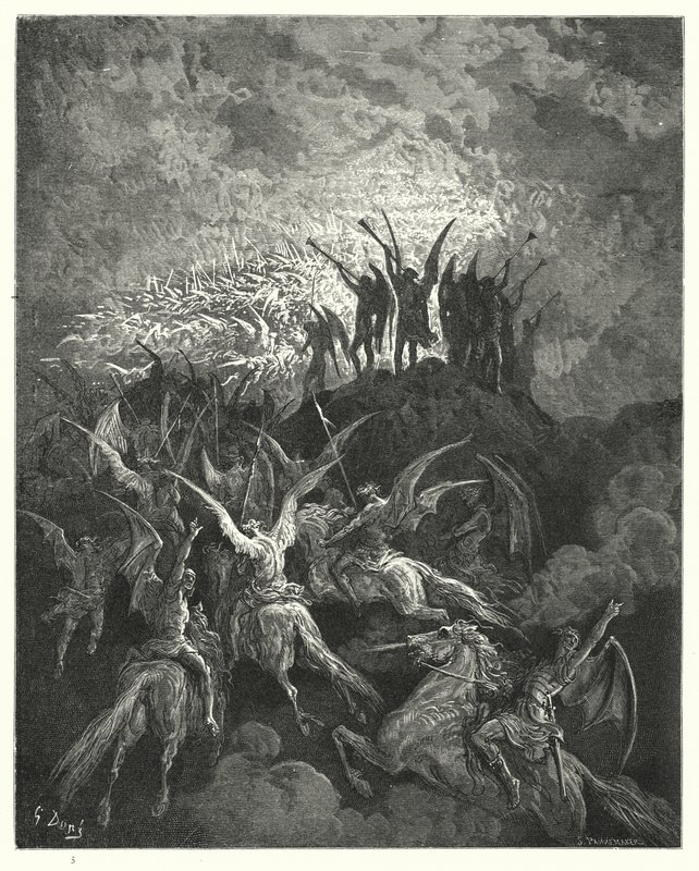 Illustration af Gustave Dore til Miltons Paradise Lost, bog I, linje 757-759 af Gustave Dore