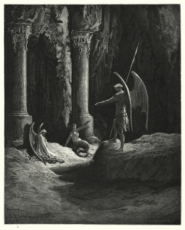 Illustration af Gustave Dore til Miltons Paradise Lost, bog II, linje 648, 649 af Gustave Dore