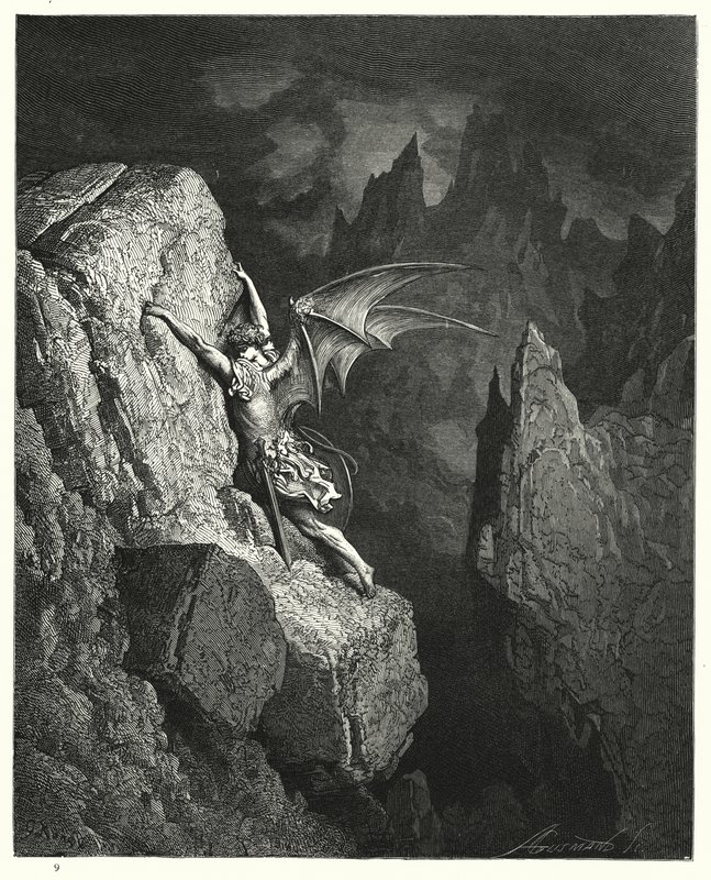 Illustration af Gustave Dore til Miltons Paradise Lost, Bog II, linje 949, 950 af Gustave Dore