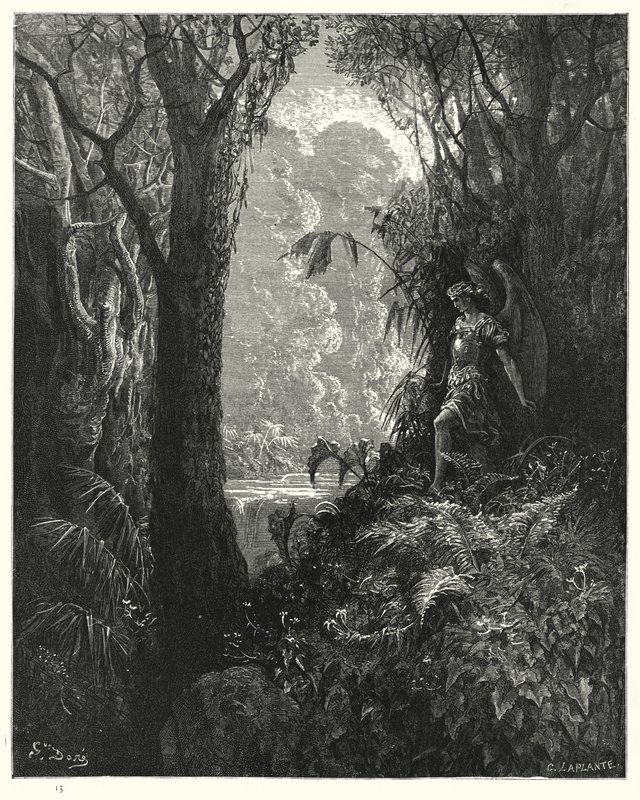 Illustration af Gustave Dore til Miltons Paradise Lost, Bog IV, linje 247 af Gustave Dore