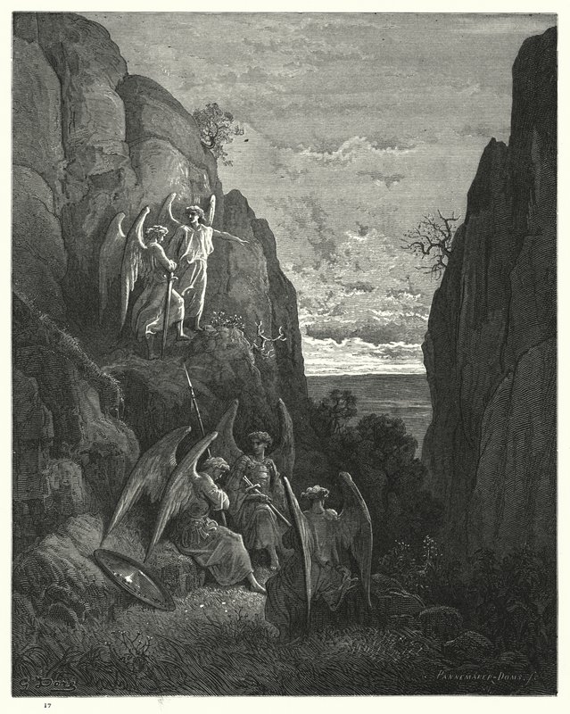 Illustration af Gustave Dore til Miltons Paradise Lost, Bog IV, linje 589, 590 af Gustave Dore