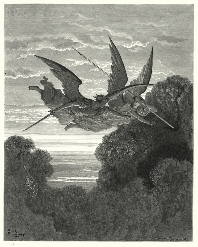 Illustration af Gustave Dore til Miltons Paradise Lost, Bog IV, linje 798, 799 af Gustave Dore