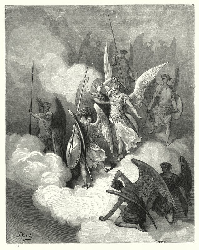 Illustration af Gustave Dore til Miltons Paradise Lost, bog VI, linje 188 af Gustave Dore