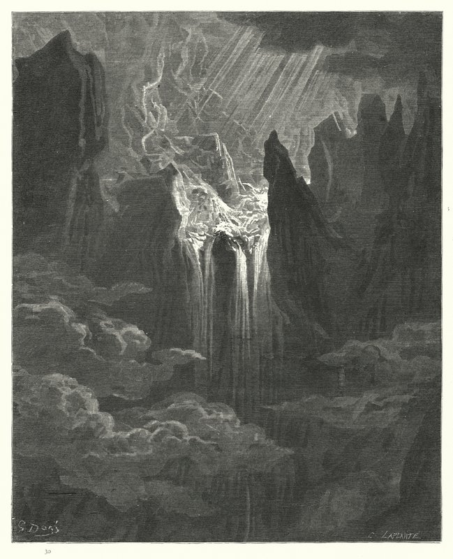 Illustration af Gustave Dore til Miltons Paradise Lost, bog VII, linje 298, 299 af Gustave Dore
