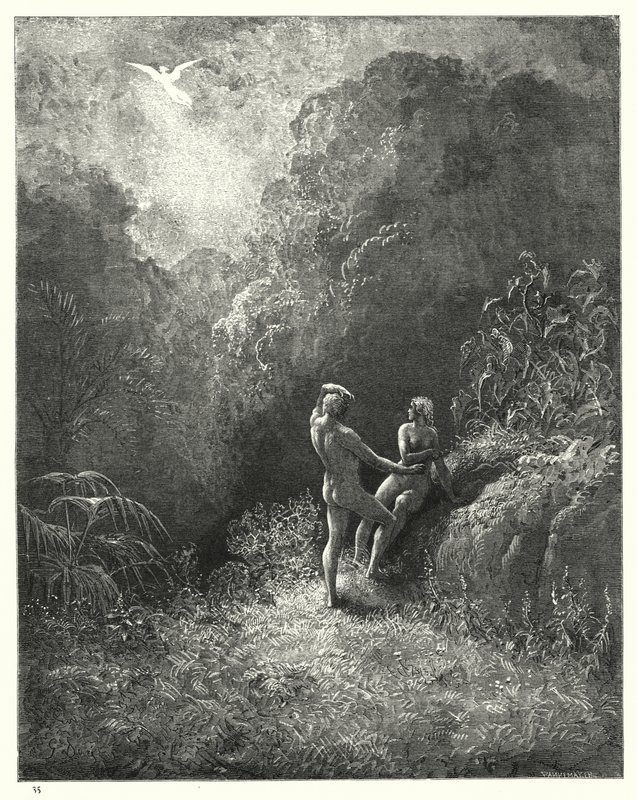 Illustration af Gustave Dore til Miltons Paradise Lost, bog VIII, linje 652, 653 af Gustave Dore