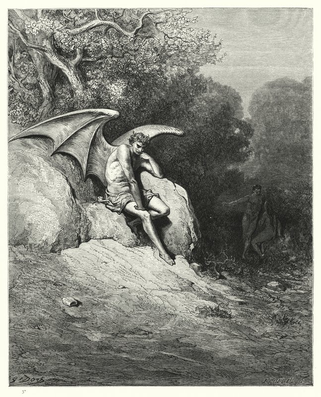 Illustration af Gustave Dore til Miltons Paradise Lost, bog IX, linje 99, 100 af Gustave Dore
