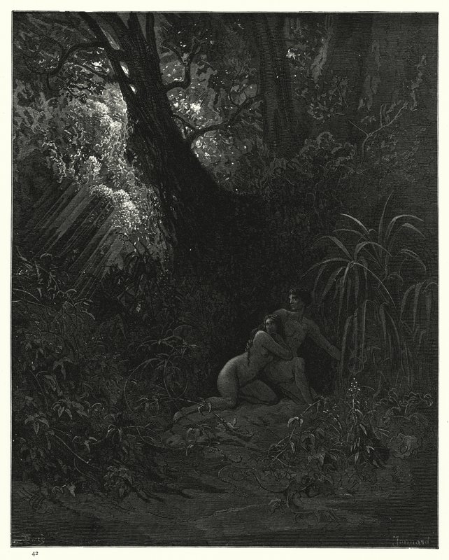 Illustration af Gustave Dore til Miltons Paradise Lost, bog X, linje 99-101 af Gustave Dore