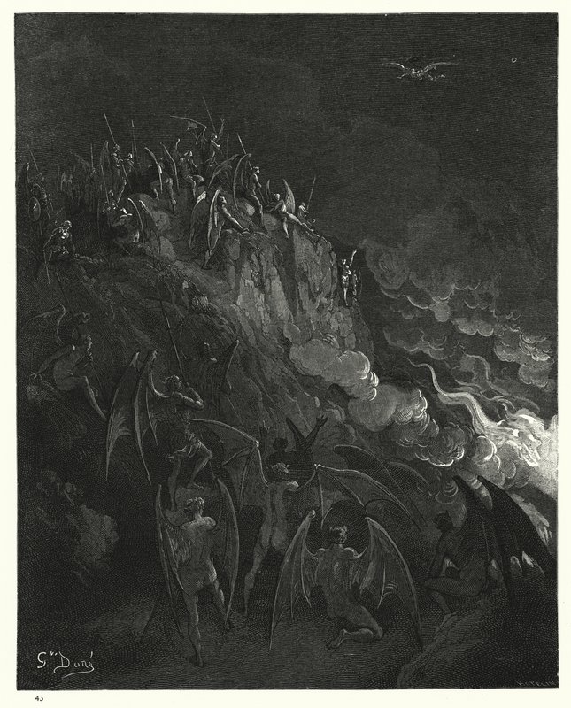 Illustration af Gustave Dore til Miltons Paradise Lost, Bog X, linje 439-441 af Gustave Dore