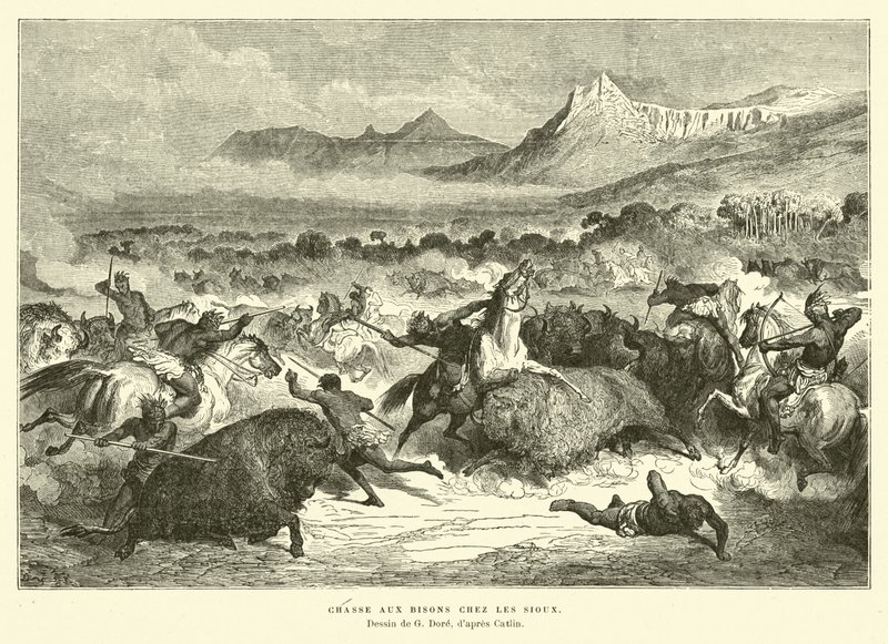 Sioux jagende bøfler af Gustave Dore