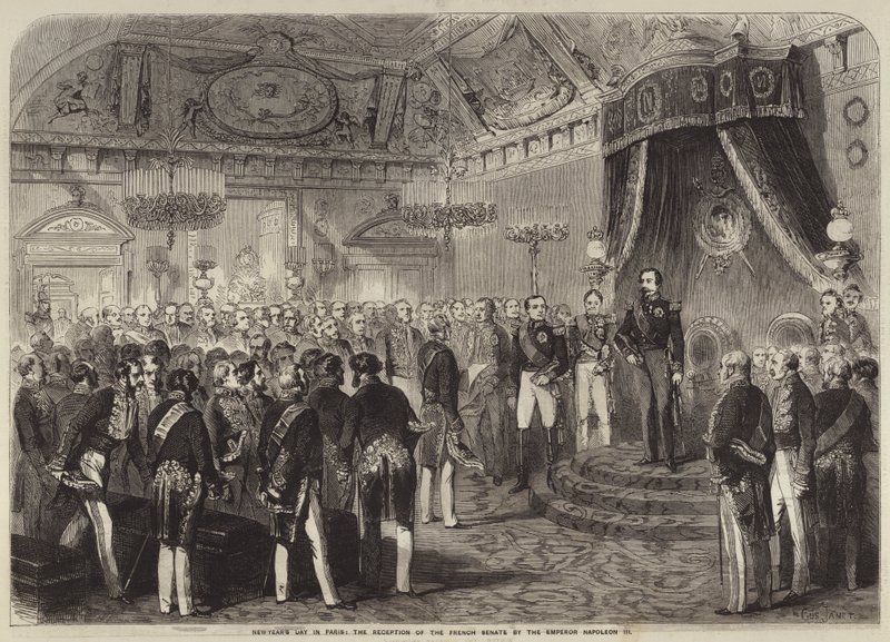 Nytårsdag i Paris, modtagelse af det franske senat af kejser Napoleon III af Gustave Janet