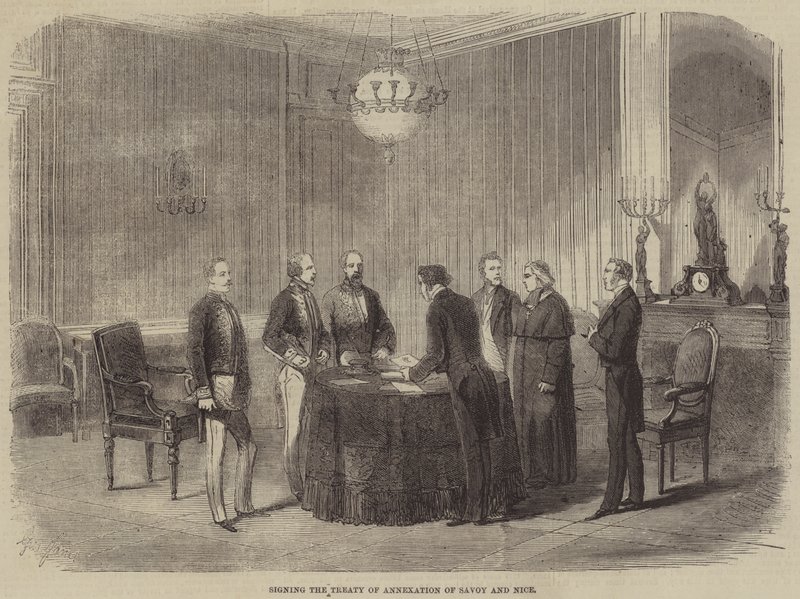 Underskrivelse af traktaten om annektering af Savoyen og Nice af Gustave Janet