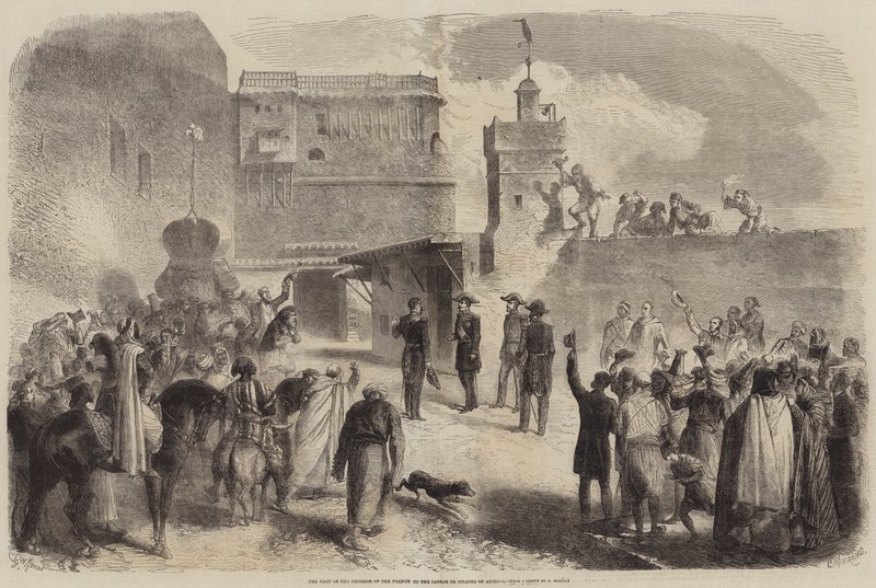 Besøget af franskmændenes kejser til Casbah eller Citadellet i Algier af Gustave Janet