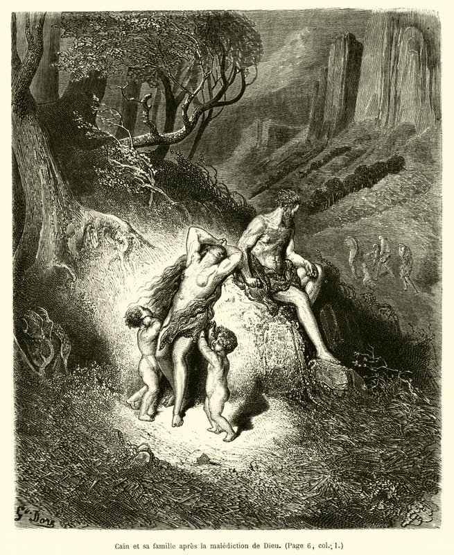 Kain og hans familie efter Guds forbandelse af Gustave after Dore