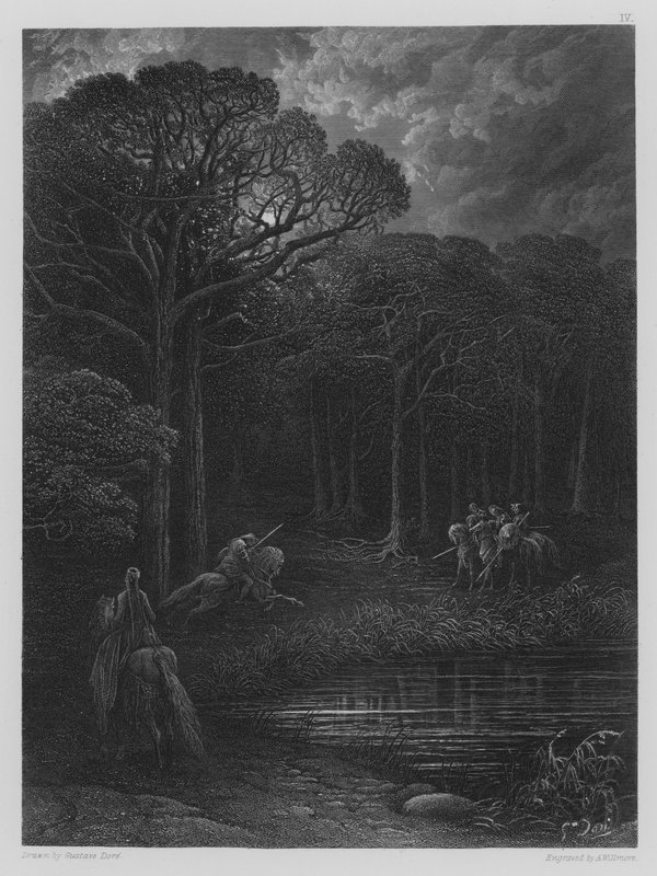 Geraint anklager banditterne af Gustave after Dore