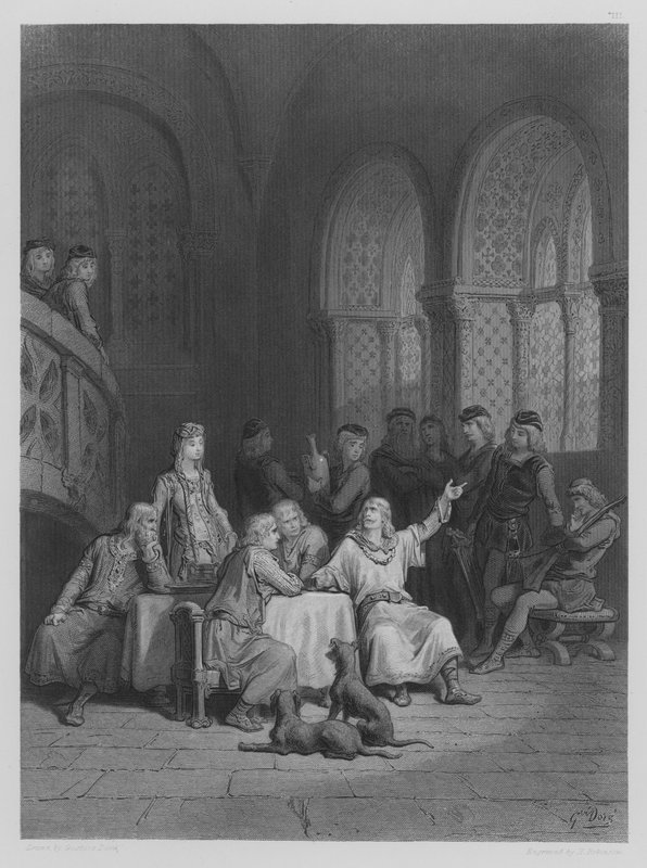 Lancelot fortæller om sine eventyr af Gustave after Dore