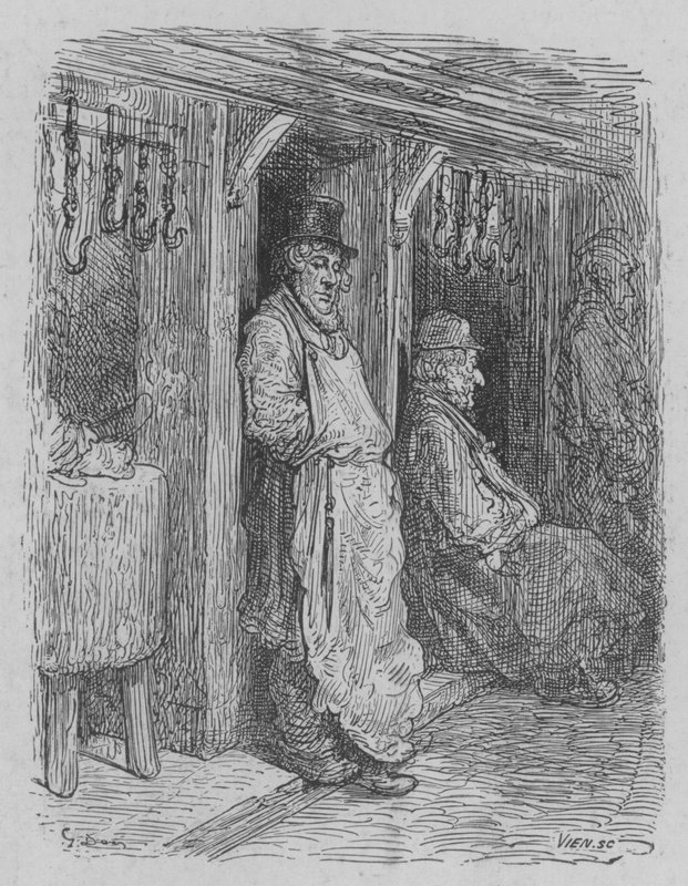 Slagteren afventer sin praksis af Gustave after Dore
