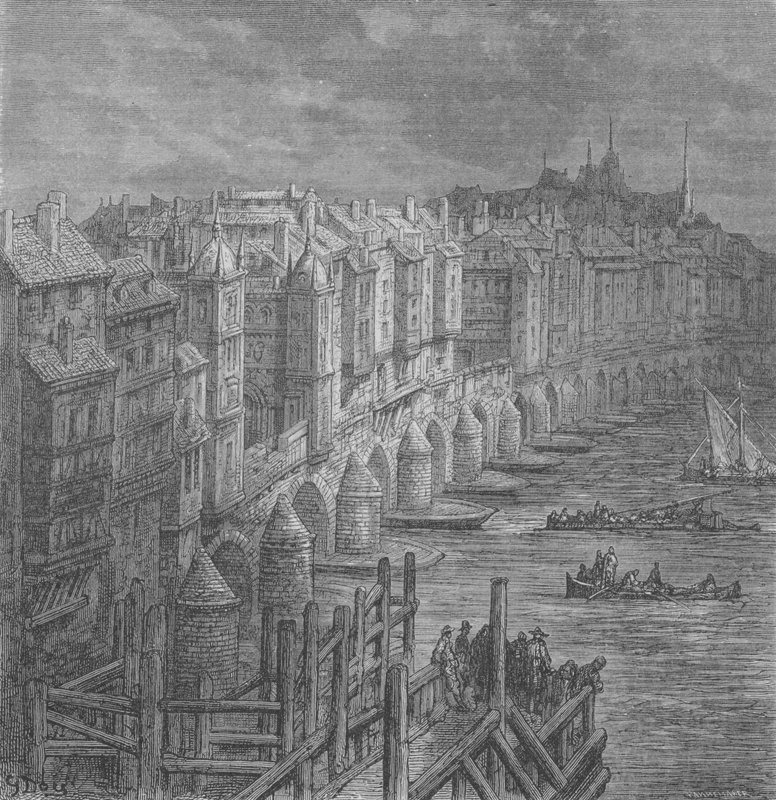 London Bridge i 1694 af Gustave after Dore