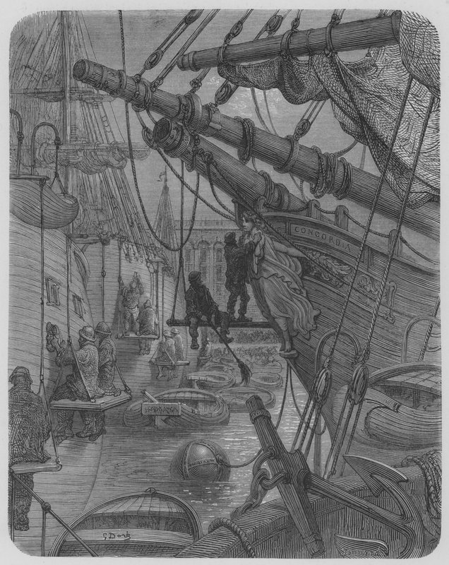 Concordia-fartøjet, i et bassin af dokker af Gustave after Dore