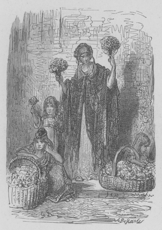 Blomster sælger af Gustave after Dore