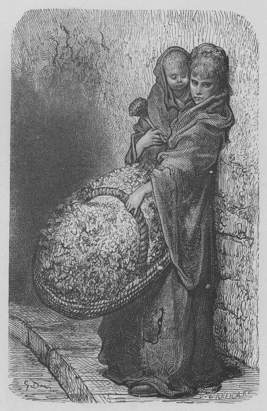 Blomster sælger af Gustave after Dore