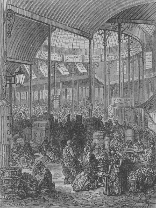 Grøntsags- og frugtmarked af Gustave after Dore