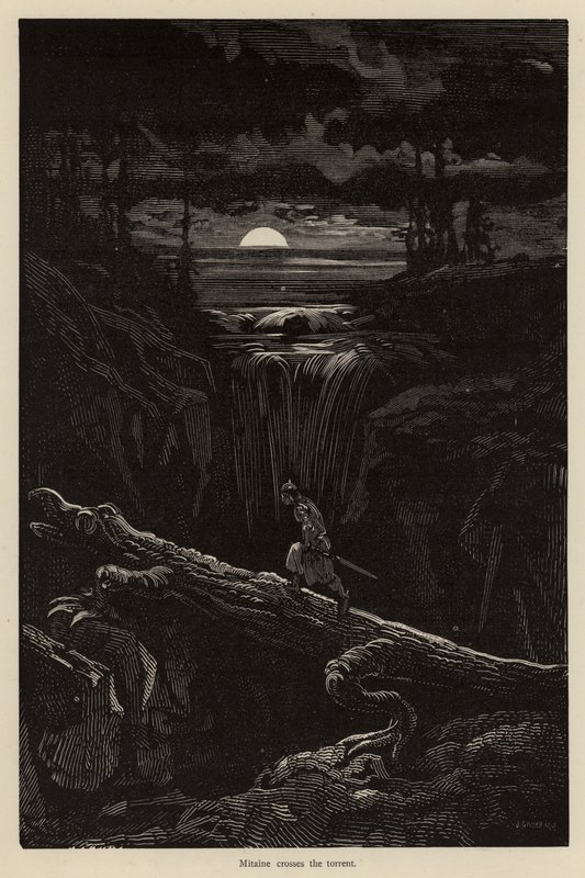 Mitaine krydser torrenten af Gustave after Dore