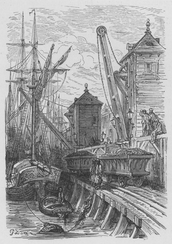 Poplar-Dock af Gustave after Dore