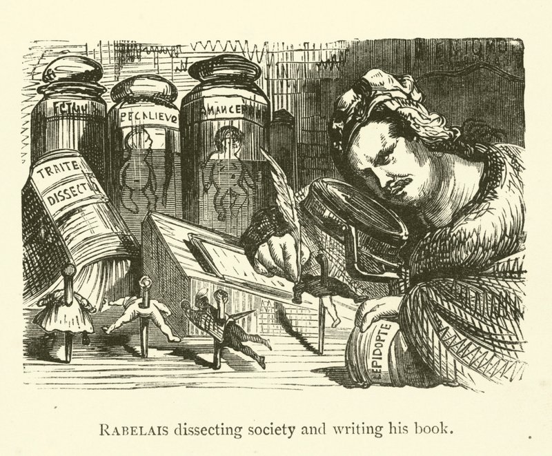 Rabelais dissekerer samfundet og skriver sin bog af Gustave after Dore