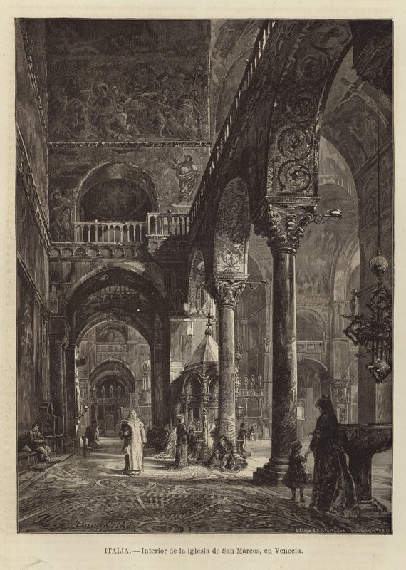 Interiør af Markuskirken i Venedig af Gustave Bauernfeind