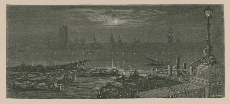 Både fortøjet på Themsen af Gustave Dore