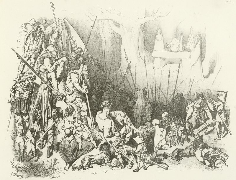 Druidedyrkelse - Et menneskeoffer (dybtryk) af Gustave Dore