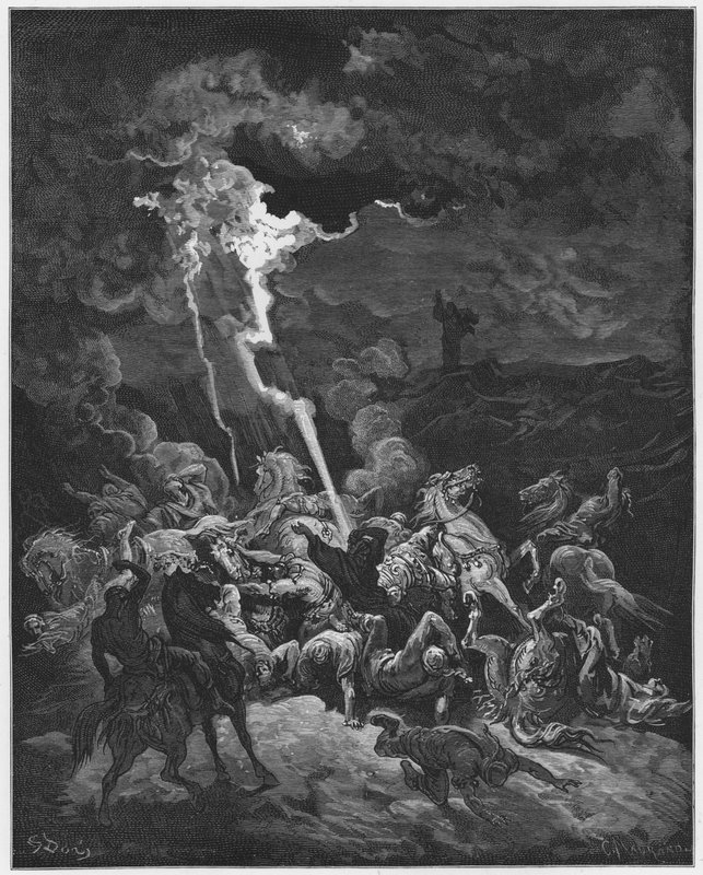 Gustave Dore Bibelen: Elias ødelægger Ahazias sendebud ved ild af Gustave Dore