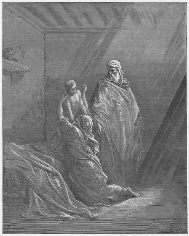 Gustave Dore Bibelen: Elias opdrager søn af enken fra Zarefat af Gustave Dore