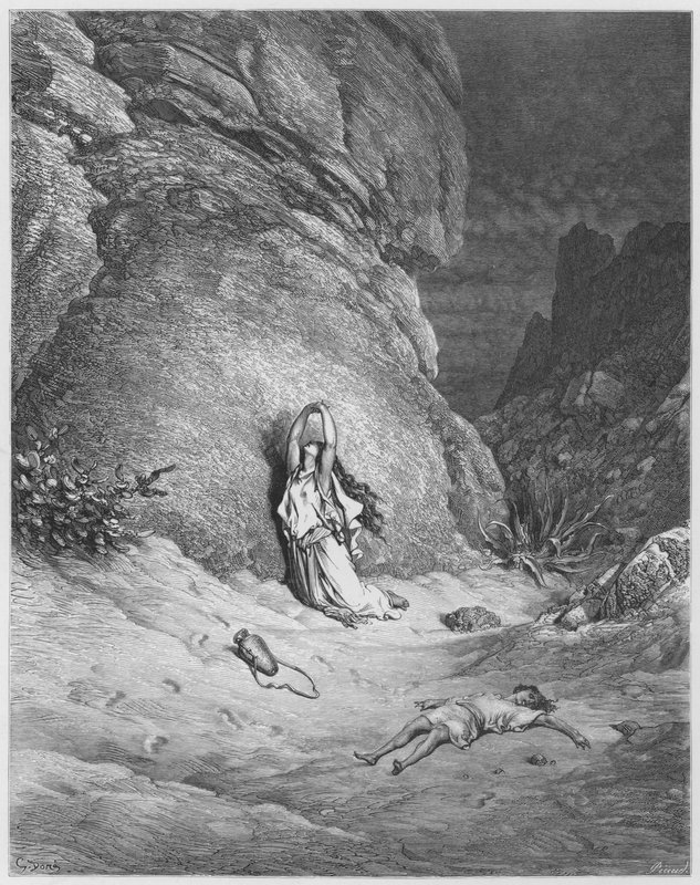 Gustave Dore Bibelen: Hagar og Ismael i ørkenen af Gustave Dore
