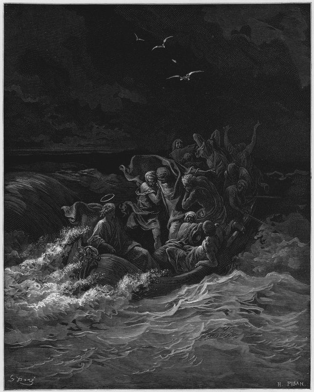 Gustave Dore Bibelen: Jesus dæmper stormen af Gustave Dore