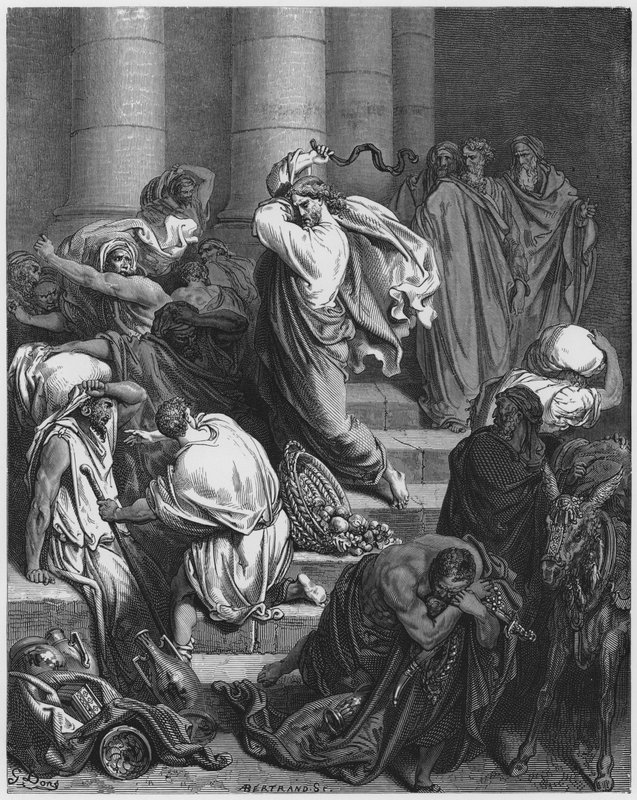 Gustave Dore Bibelen: Køberne og sælgerne drevet ud af templet af Gustave Dore