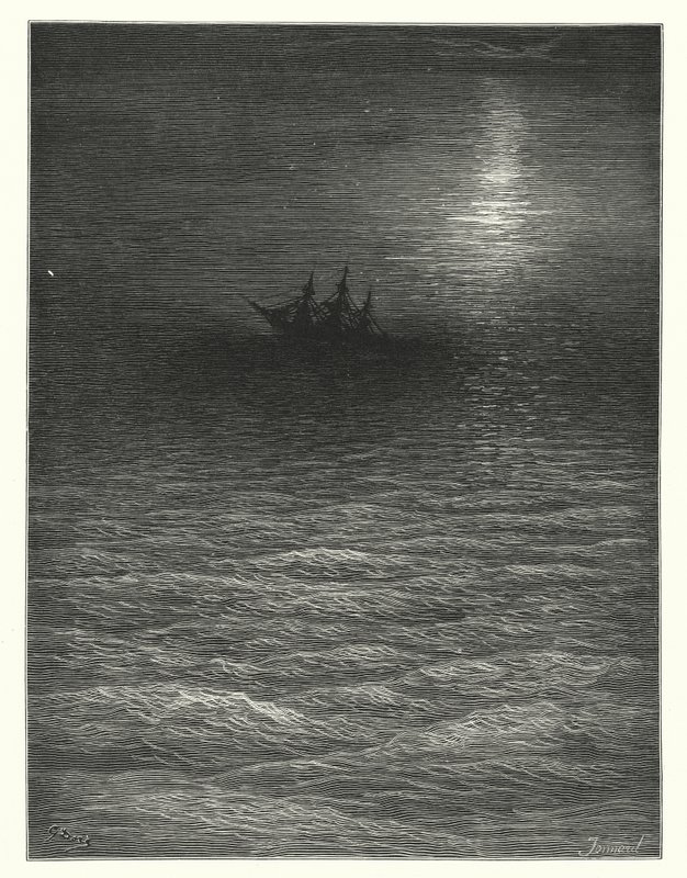 Gustave Dore-illustration til Coleridges Rime of the Ancient Mariner (kobberstik) af Gustave Dore