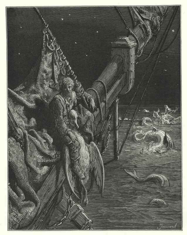 Gustave Dore-illustration til Coleridges Rime of the Ancient Mariner (kobberstik) af Gustave Dore