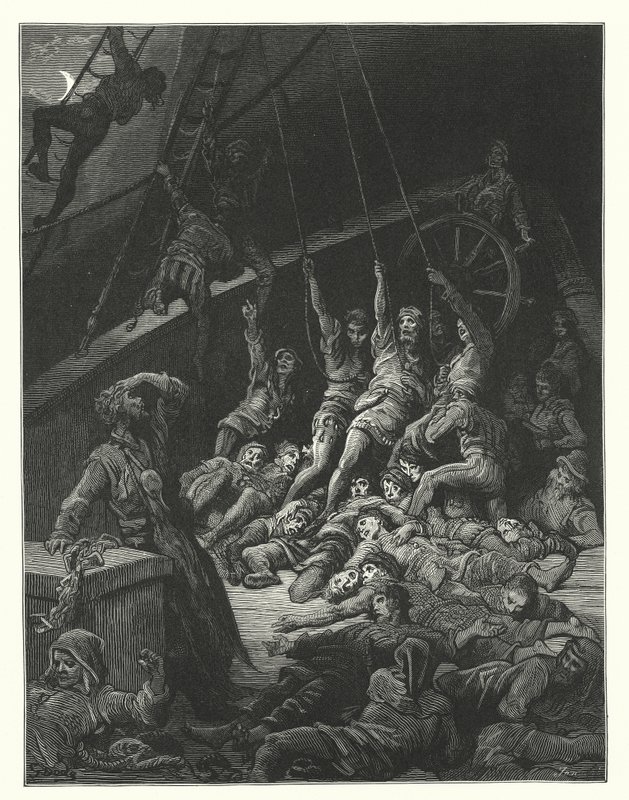 Gustave Dore-illustration til Coleridges Rime of the Ancient Mariner (kobberstik) af Gustave Dore