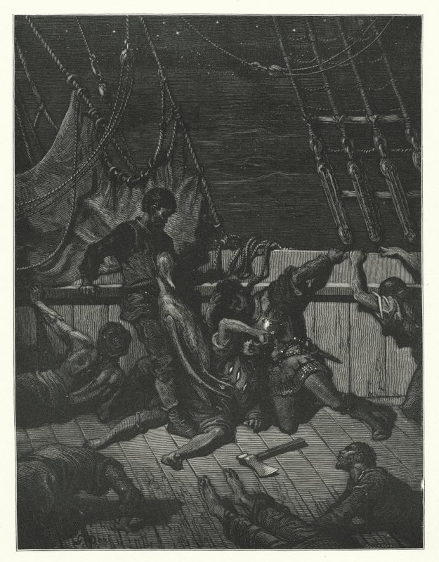 Gustave Dore-illustration til Coleridges Rime of the Ancient Mariner (kobberstik) af Gustave Dore