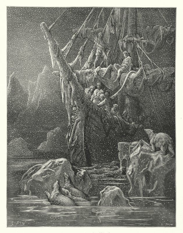 Gustave Dore-illustration til Coleridges Rime of the Ancient Mariner (kobberstik) af Gustave Dore