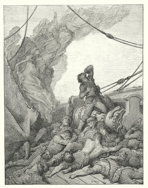 Gustave Dore-illustration til Coleridges Rime of the Ancient Mariner (kobberstik) af Gustave Dore