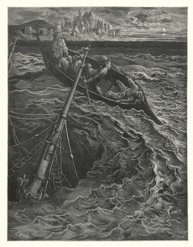 Gustave Dore-illustration til Coleridges Rime of the Ancient Mariner (kobberstik) af Gustave Dore