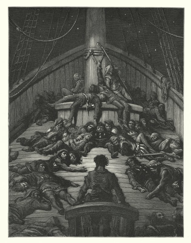Gustave Dore-illustration til Coleridges Rime of the Ancient Mariner (kobberstik) af Gustave Dore