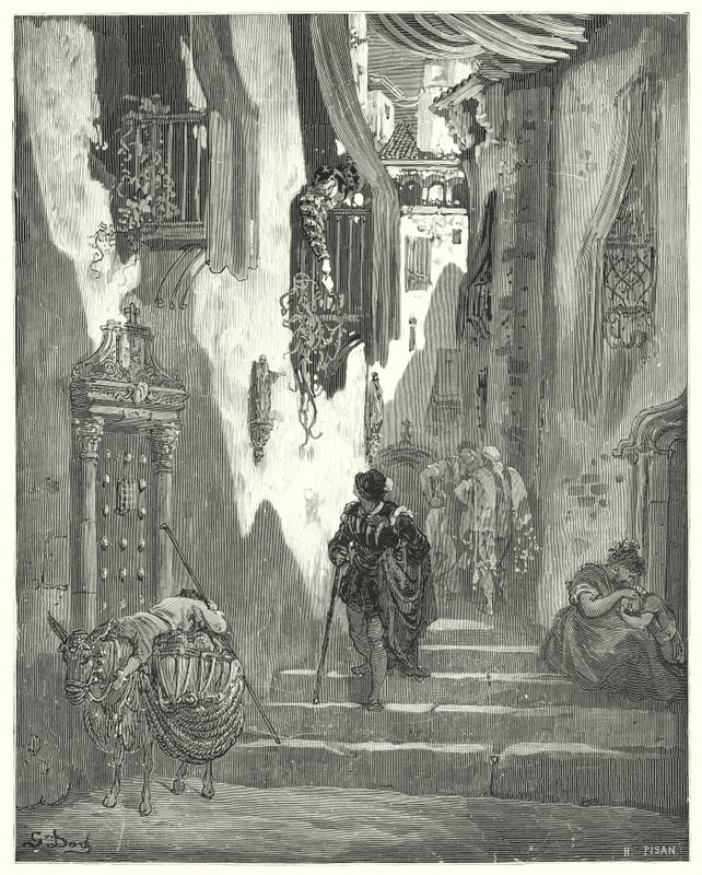 Gustave Dores Don Quixote: "Han fik sendt en række kærlighedsbreve til mig, hver fuld af de ømmeste udtryk" (gravering) af Gustave Dore