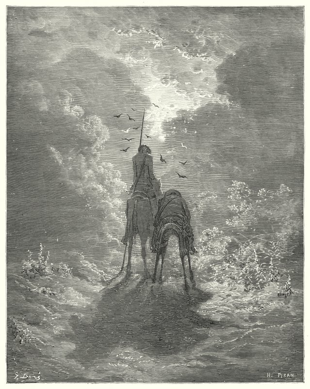 Gustave Dores Don Quixote: "Vi sov så godt, som om vi havde fire fjersenge under os" (gravering) af Gustave Dore