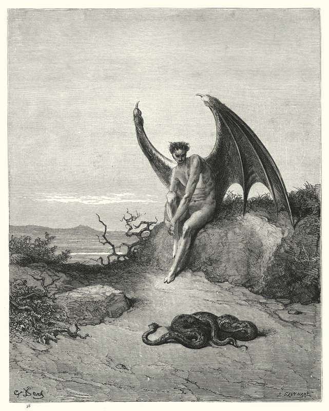 Illustration af Gustave Dore til Miltons Paradise Lost, bog IX, linje 182, 183 af Gustave Dore